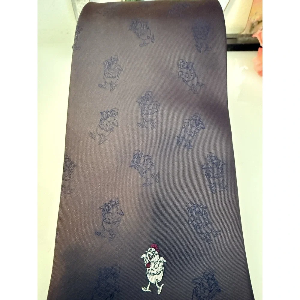 Yi Tang Silk Necktie Brown Logo Duck Through Out Hand Made Vintage 3.5